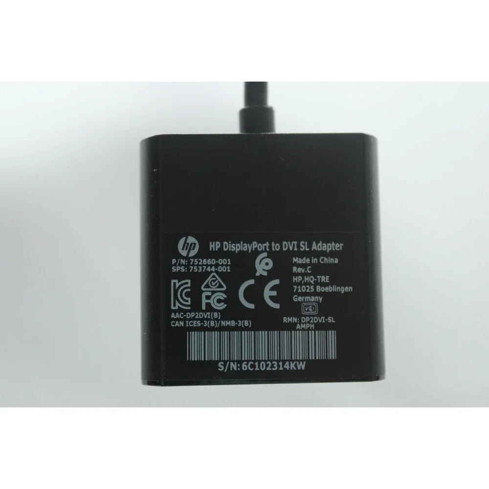 HP Display Port To DVI SL Adapter Cable P/N 752660-001 SPN 753744-001